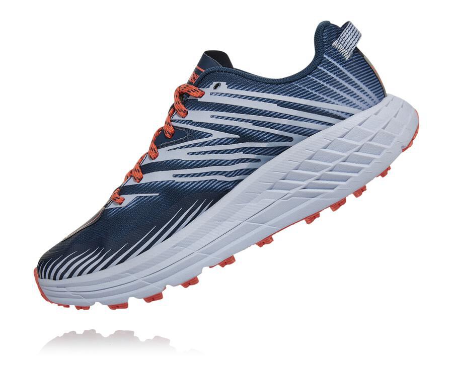 Tenis Trail Hoka One One Feminino Azul Marinho/Branco - Speedgoat 4 - 782-QUJRHC